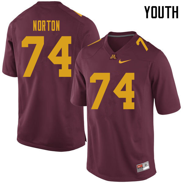 Youth #74 Grant Norton Minnesota Golden Gophers College Football Jerseys Sale-Maroon - Click Image to Close